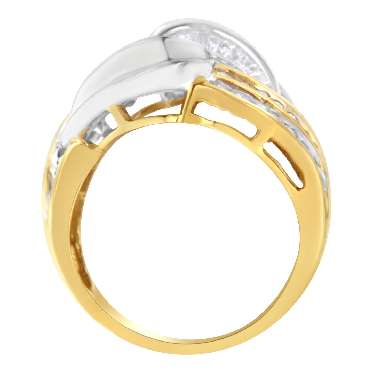10KT Two-Toned Gold Diamond Bypass Ring