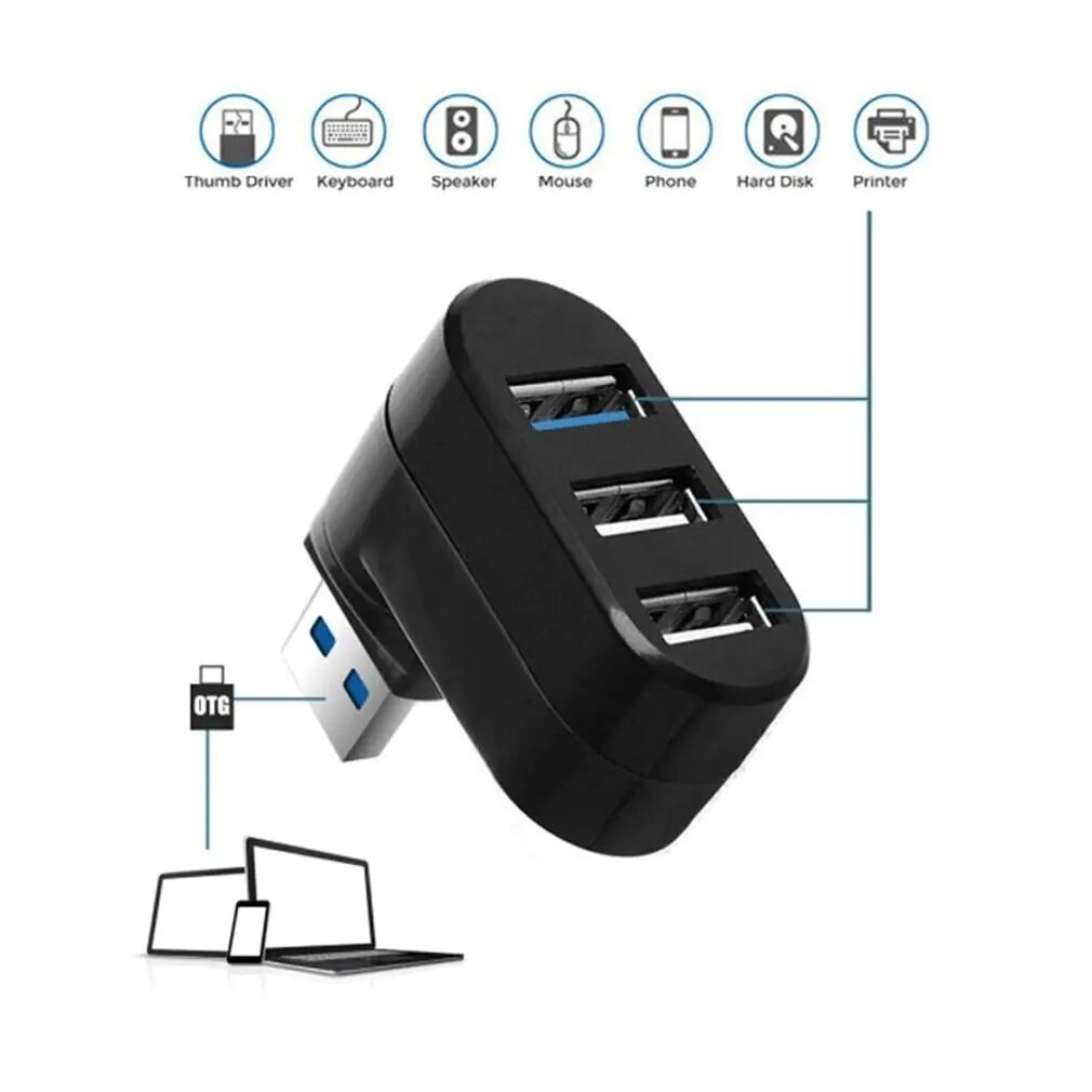 Répartiteur Multi HUB USB 3.0 à 3 Ports Haute Vitesse pour Bureau et Ordinateur Portable