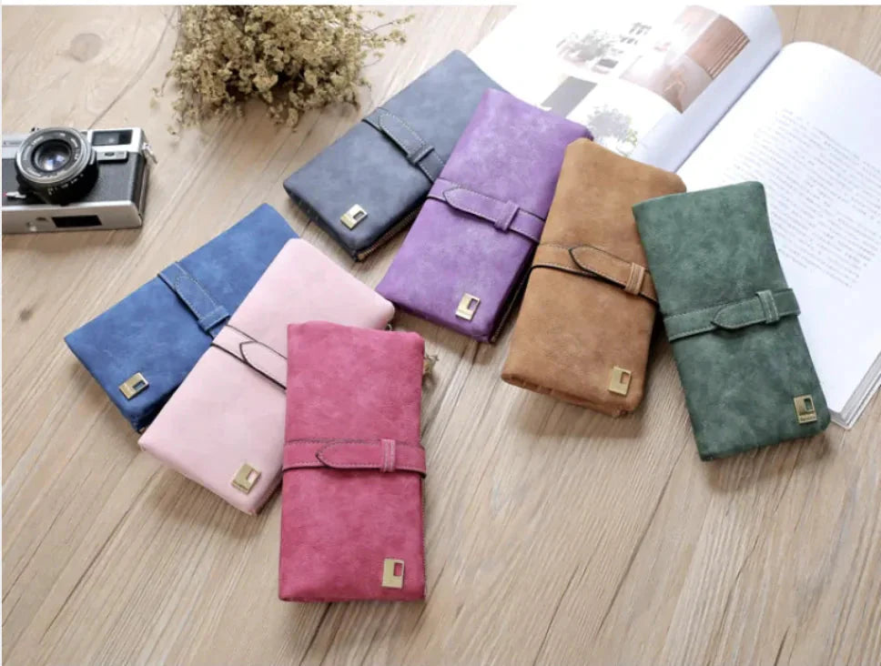 Portefeuille Long en Cuir pour Femme avec Fermeture Éclair