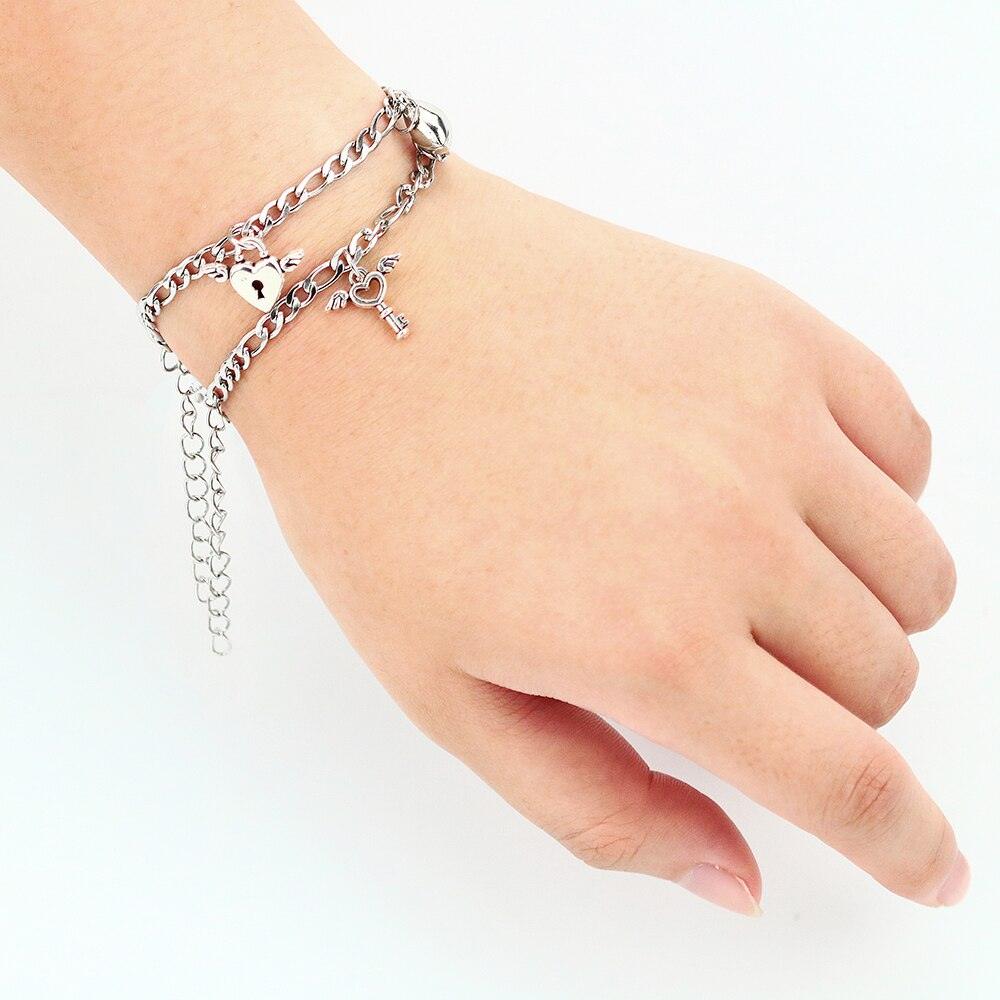 Bracelets Couple Charme Cœur Magnétique - Acier Inoxydable
