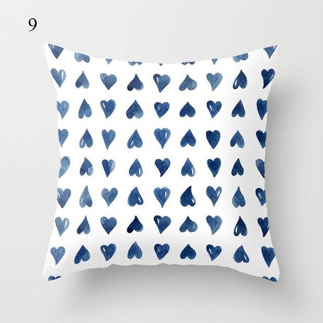 Funda de Cojín Geométrica Azul Elegante - 45x45CM