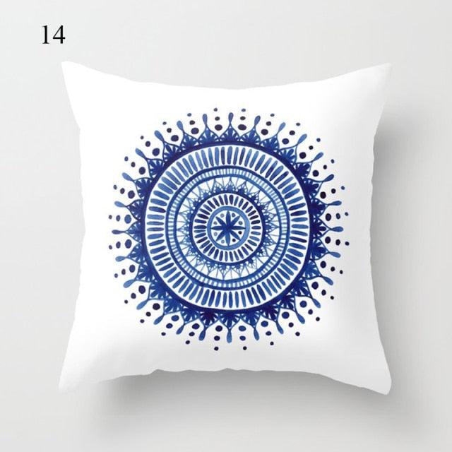 Funda de Cojín Geométrica Azul Elegante - 45x45CM