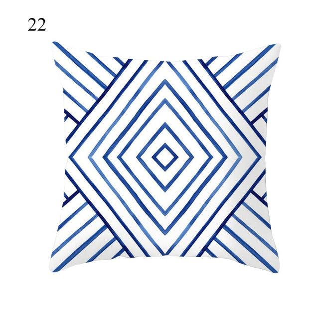 Funda de Cojín Geométrica Azul Elegante - 45x45CM