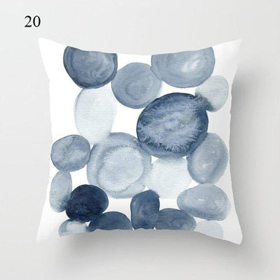 Elegant Blue Geometric Landscape Cushion Cover - 45x45CM