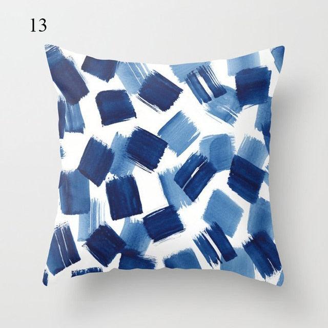 Funda de Cojín Geométrica Azul Elegante - 45x45CM