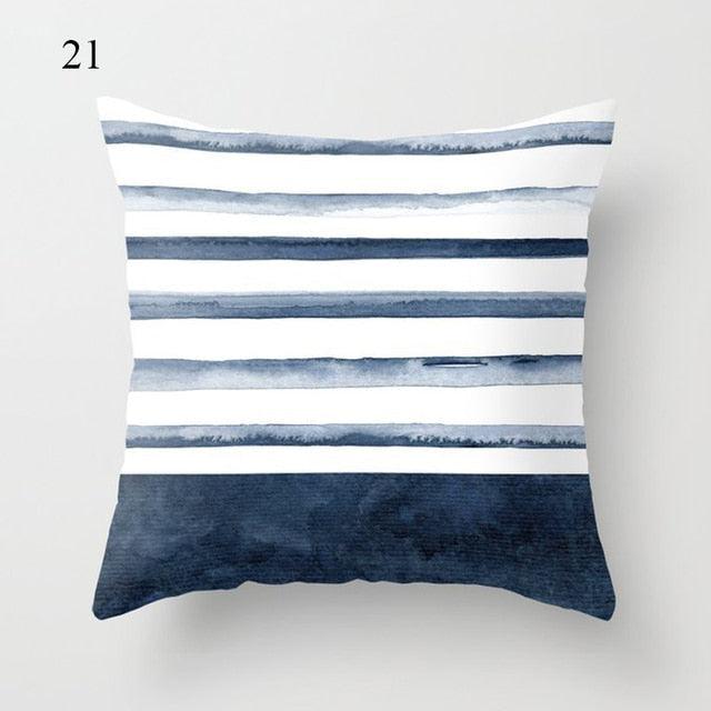 Funda de Cojín Geométrica Azul Elegante - 45x45CM
