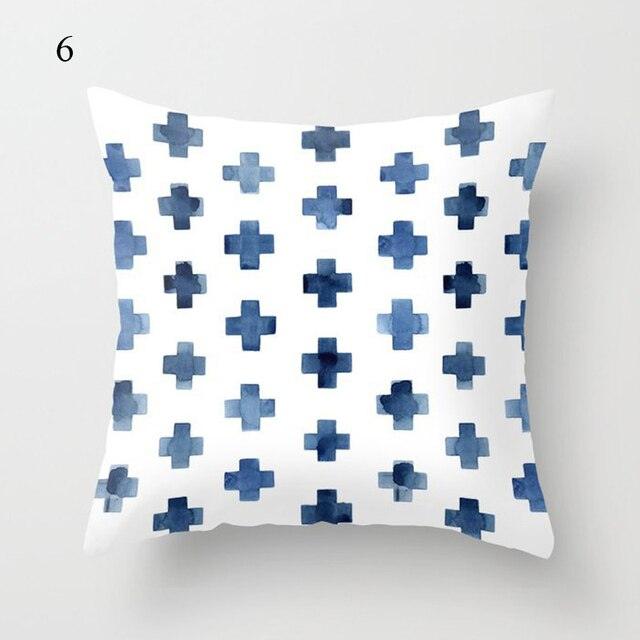 Funda de Cojín Geométrica Azul Elegante - 45x45CM