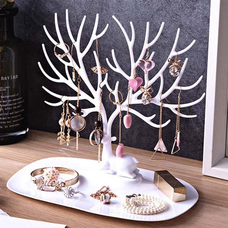 Creative Deer Horn Tree Jewelry Organizer for Women