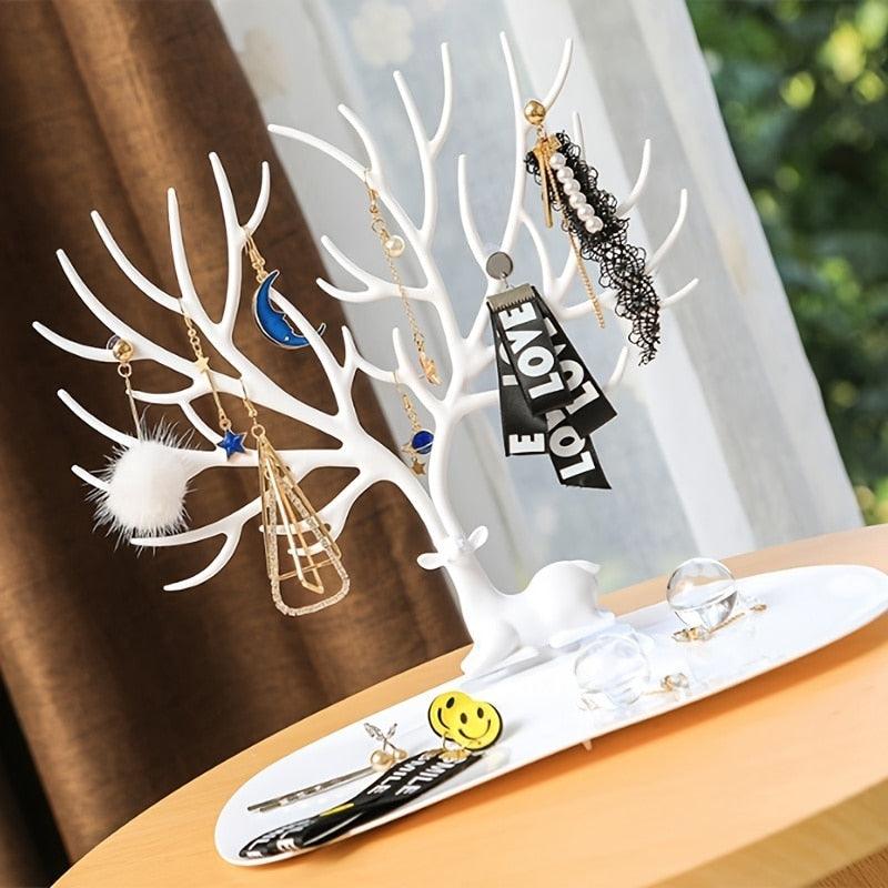 Creative Deer Horn Tree Jewelry Organizer for Women