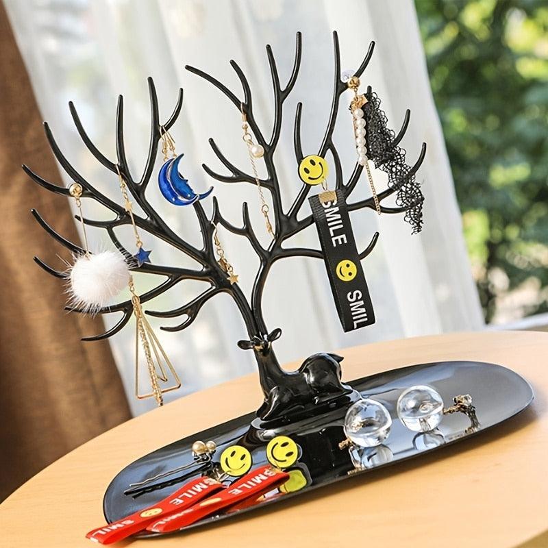Creative Deer Horn Tree Jewelry Organizer for Women