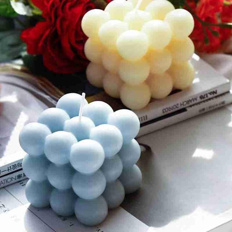 Charming Cube Wax Fragrance Candle - Handmade Rose Scented Decor - Korvel