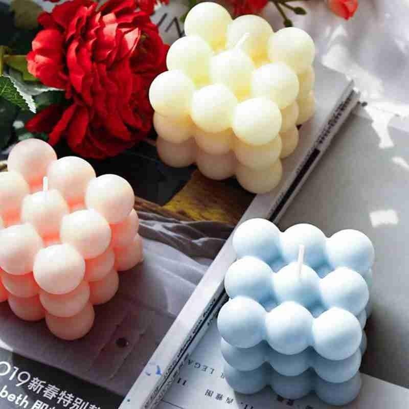 Charming Cube Wax Fragrance Candle - Handmade Rose Scented Decor - Korvel