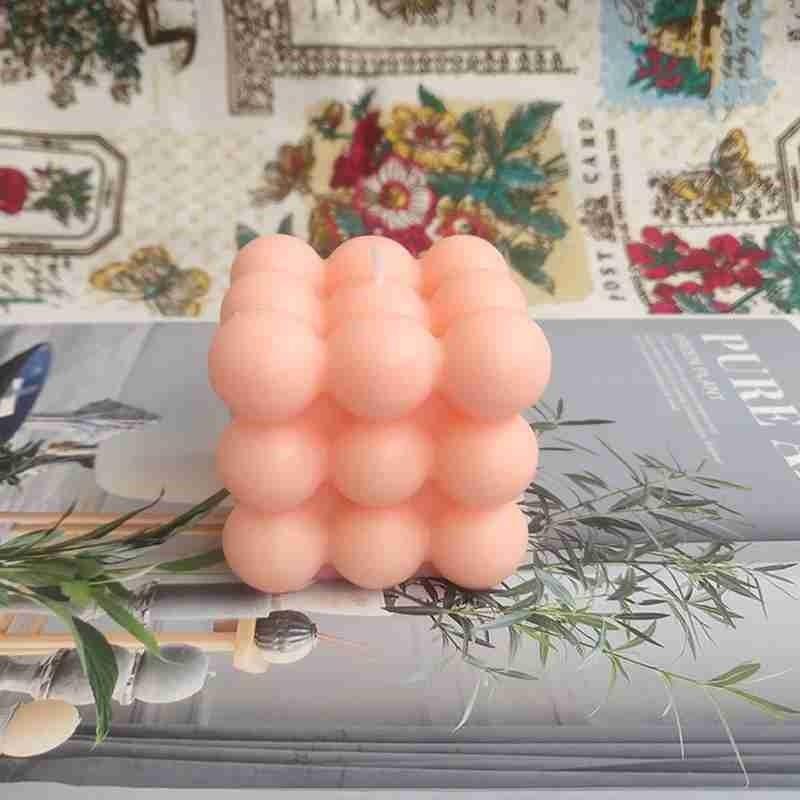 Charming Cube Wax Fragrance Candle - Handmade Rose Scented Decor - Korvel