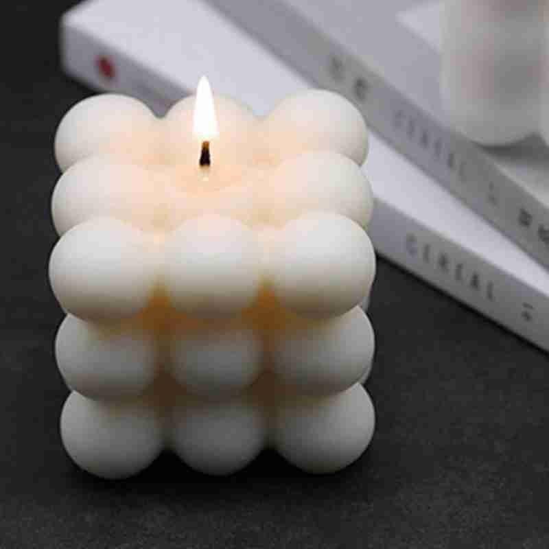 Charming Cube Wax Fragrance Candle - Handmade Rose Scented Decor - Korvel
