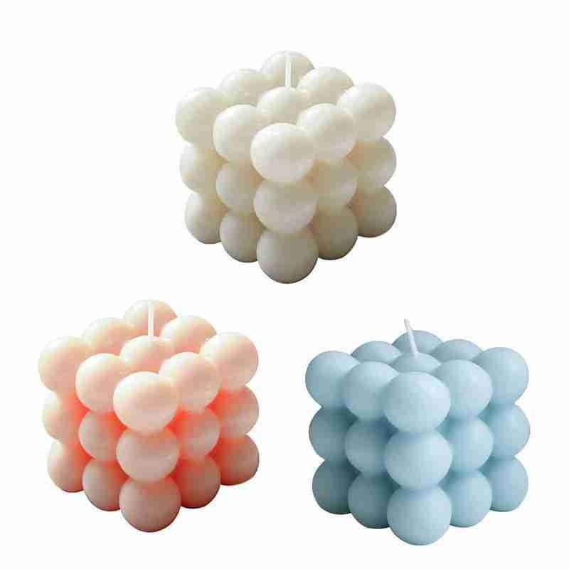 Charming Cube Wax Fragrance Candle - Handmade Rose Scented Decor - Korvel