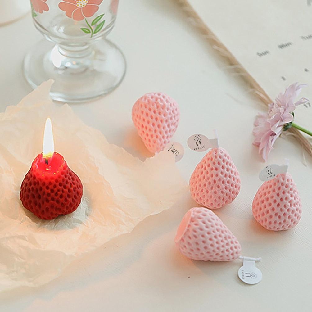 Strawberry Shaped Soy Wax Scented Candles - Set of 4