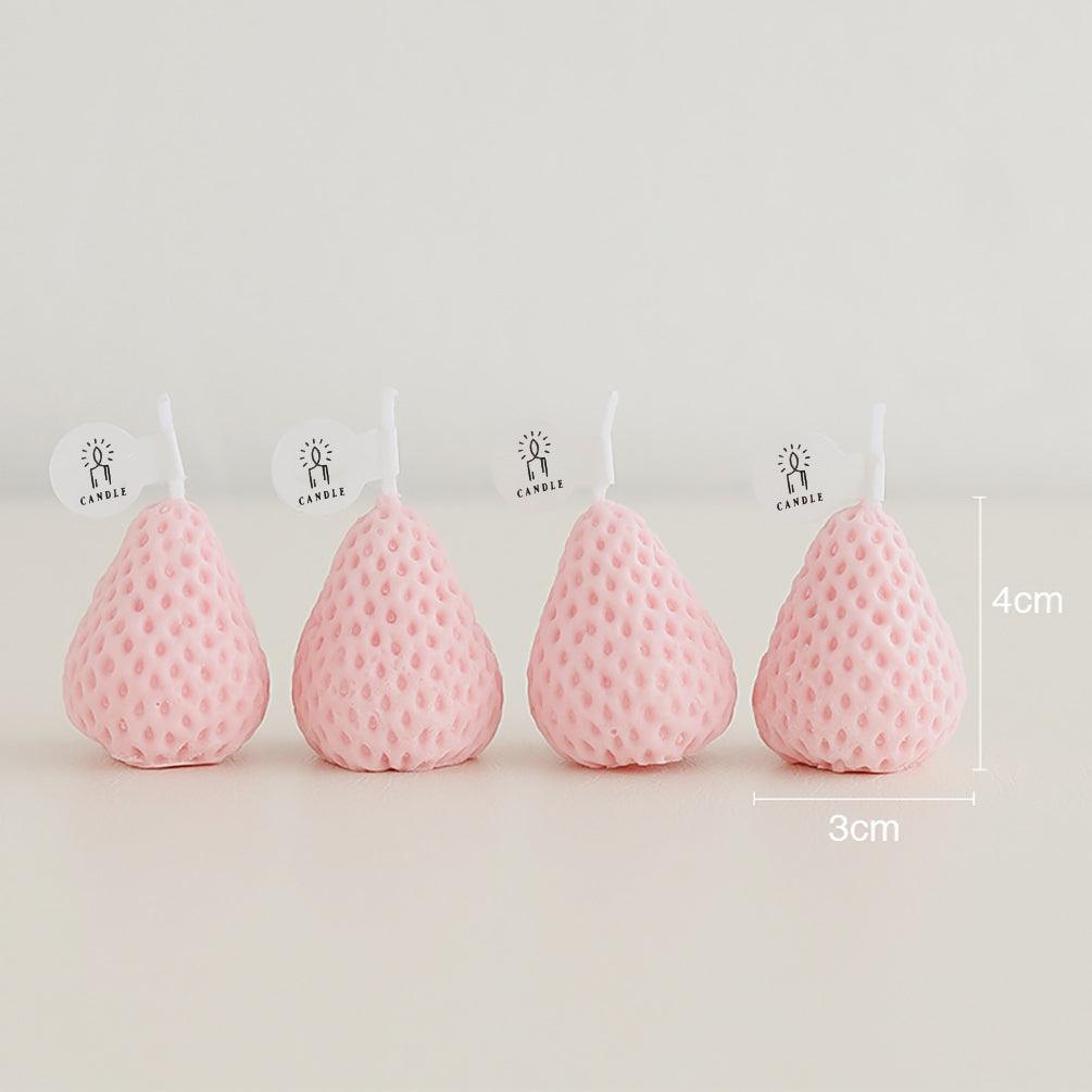 Strawberry Shaped Soy Wax Scented Candles - Set of 4
