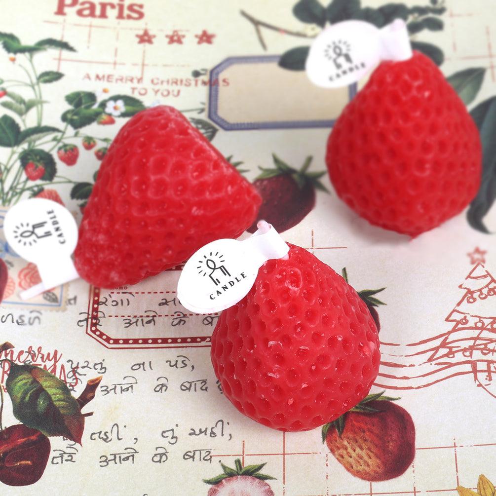 Strawberry Shaped Soy Wax Scented Candles - Set of 4
