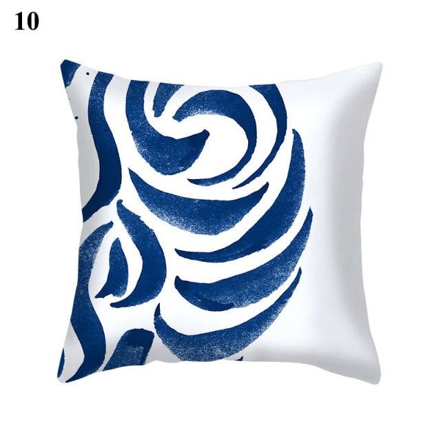 Funda de Cojín con Patrón Azul Elegante para Decoración del Hogar