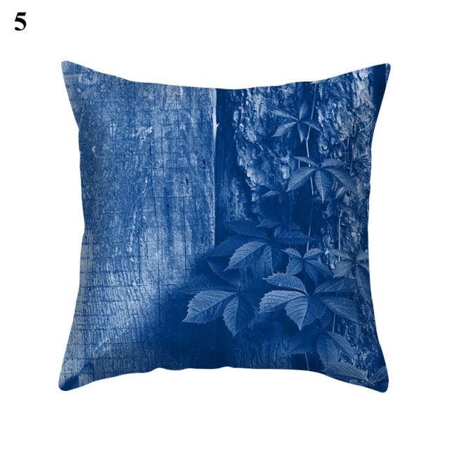 Funda de Cojín con Patrón Azul Elegante para Decoración del Hogar