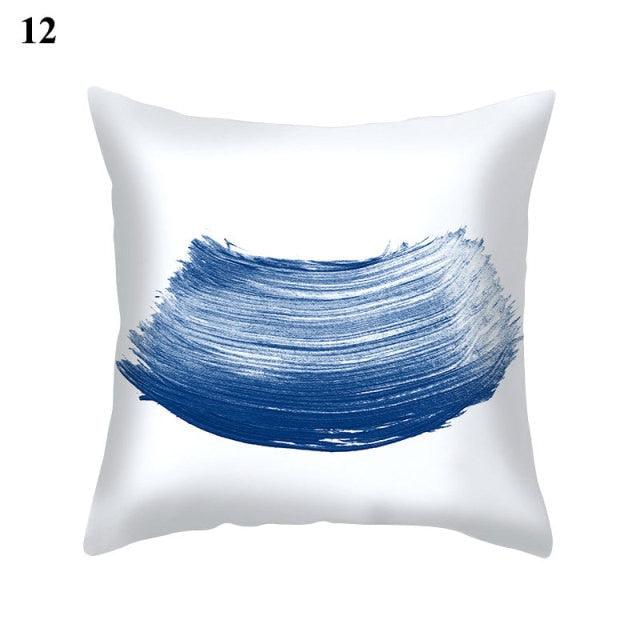 Funda de Cojín con Patrón Azul Elegante para Decoración del Hogar