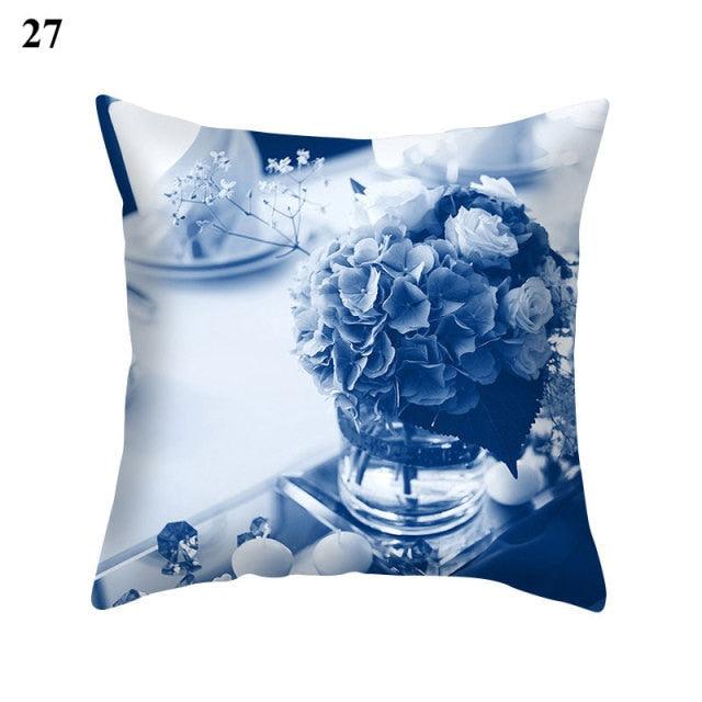 Funda de Cojín con Patrón Azul Elegante para Decoración del Hogar