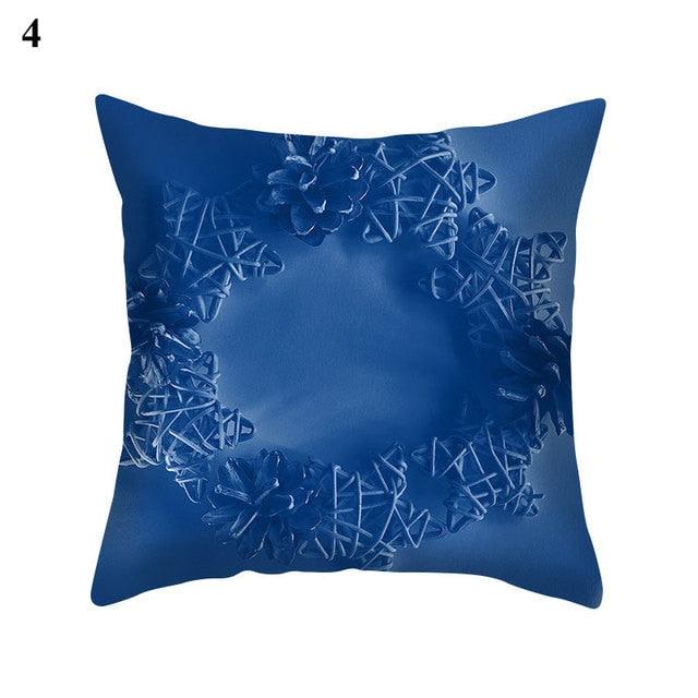 Funda de Cojín con Patrón Azul Elegante para Decoración del Hogar