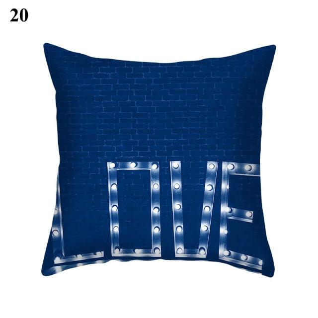 Funda de Cojín con Patrón Azul Elegante para Decoración del Hogar