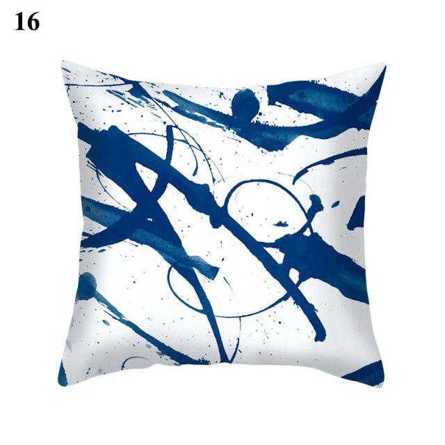 Funda de Cojín con Patrón Azul Elegante para Decoración del Hogar