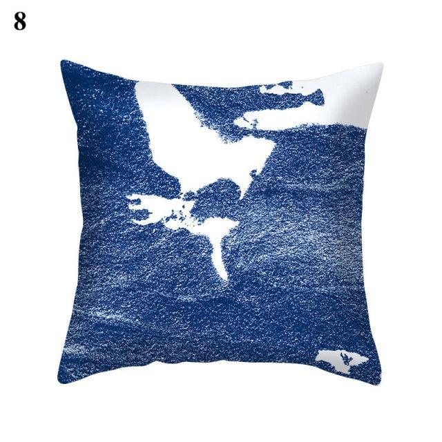 Funda de Cojín con Patrón Azul Elegante para Decoración del Hogar