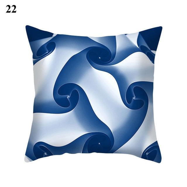 Funda de Cojín con Patrón Azul Elegante para Decoración del Hogar