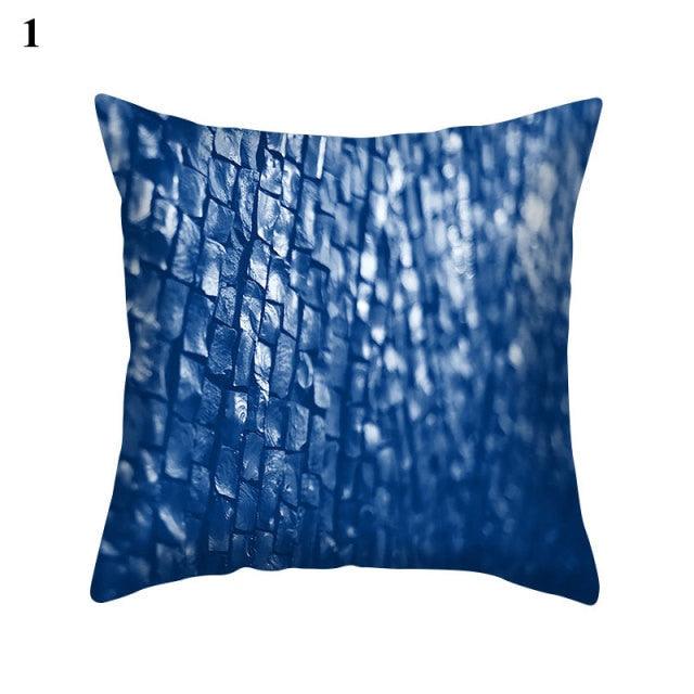 Funda de Cojín con Patrón Azul Elegante para Decoración del Hogar