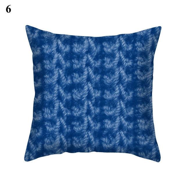 Funda de Cojín con Patrón Azul Elegante para Decoración del Hogar
