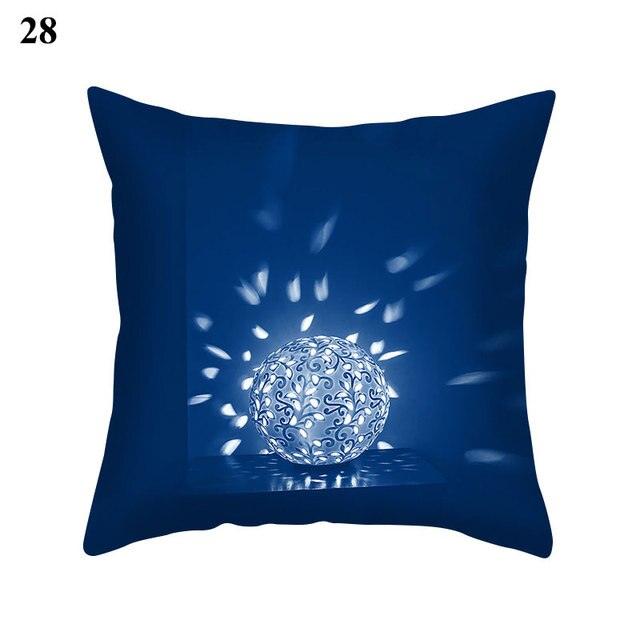 Funda de Cojín con Patrón Azul Elegante para Decoración del Hogar