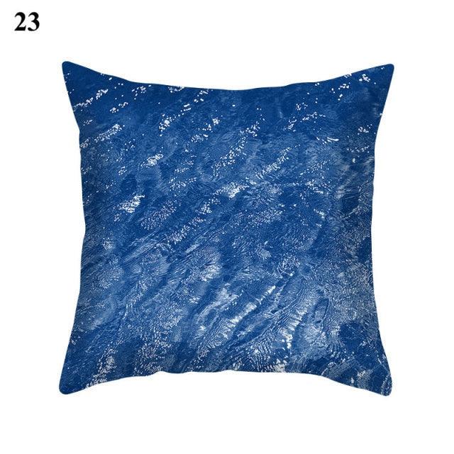 Funda de Cojín con Patrón Azul Elegante para Decoración del Hogar