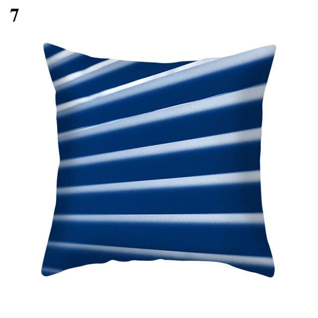 Funda de Cojín con Patrón Azul Elegante para Decoración del Hogar