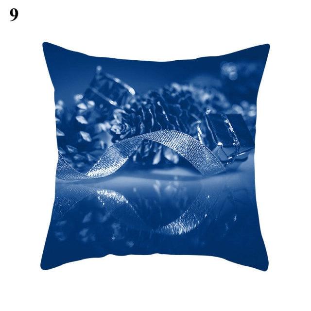 Funda de Cojín con Patrón Azul Elegante para Decoración del Hogar