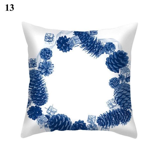 Funda de Cojín con Patrón Azul Elegante para Decoración del Hogar