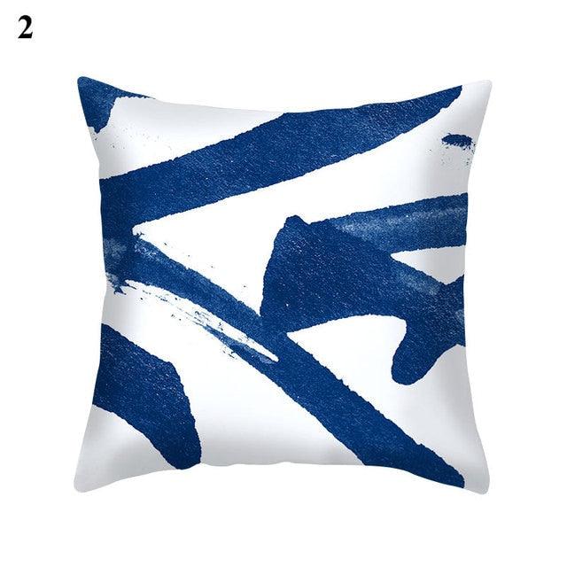 Funda de Cojín con Patrón Azul Elegante para Decoración del Hogar