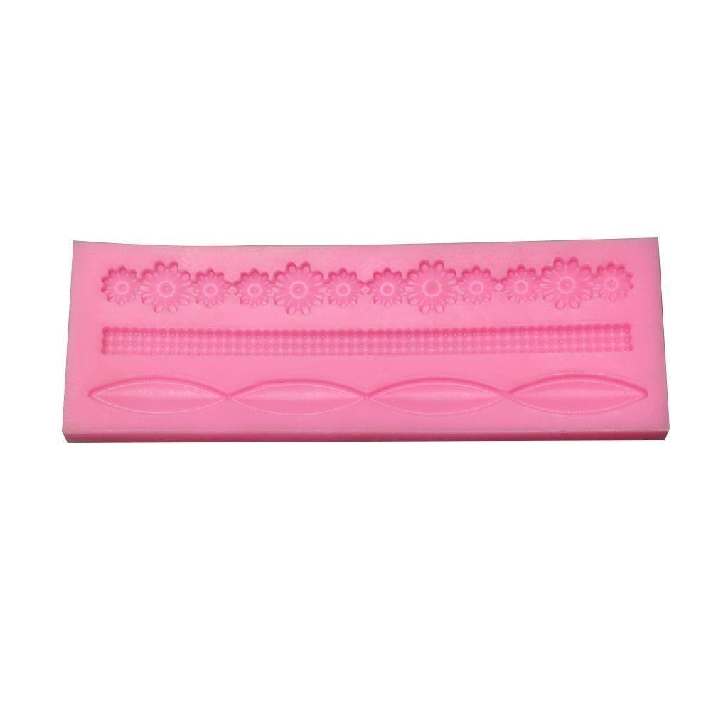 Molde de Silicona para Bordes de Pastel con Flores de Encaje