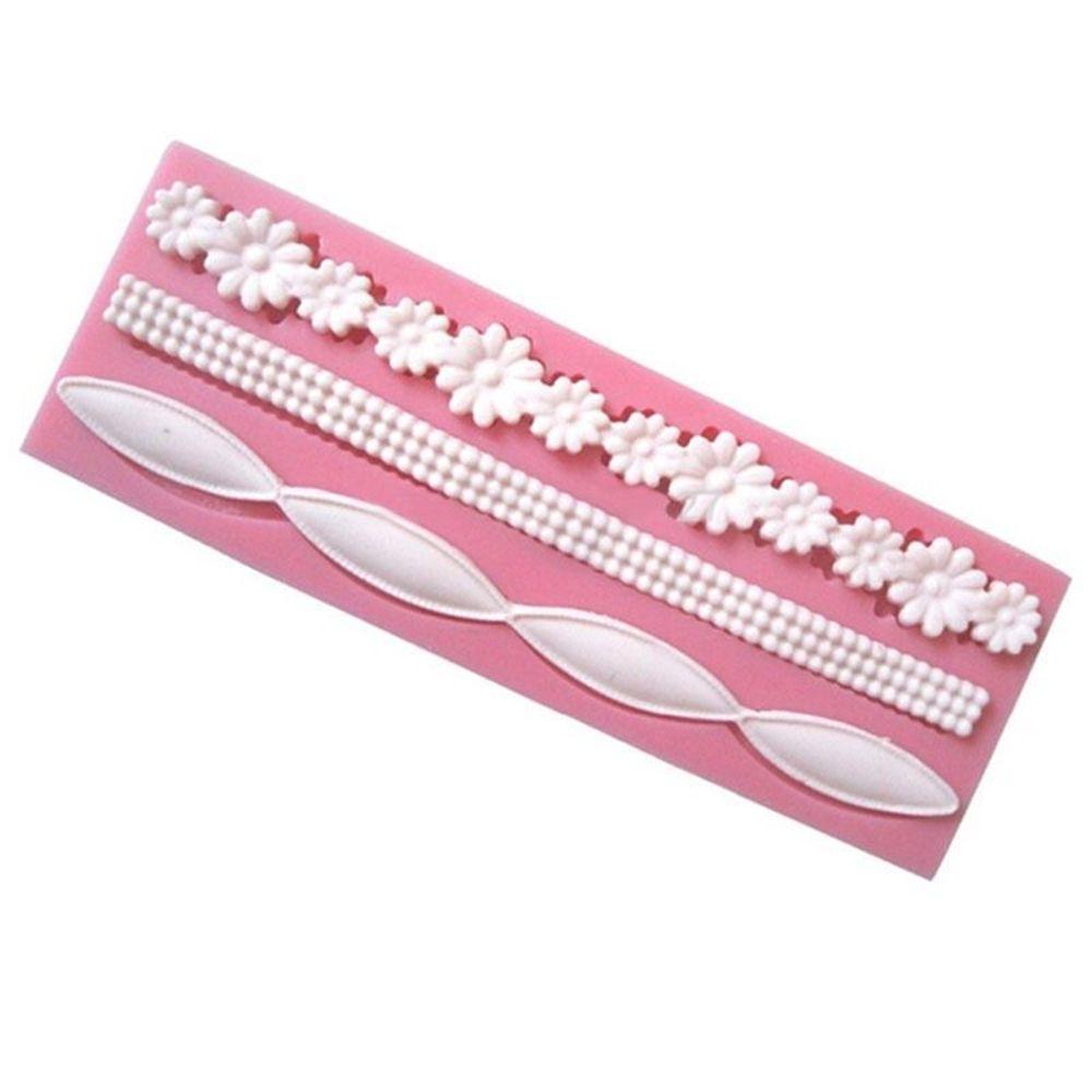 Molde de Silicona para Bordes de Pastel con Flores de Encaje