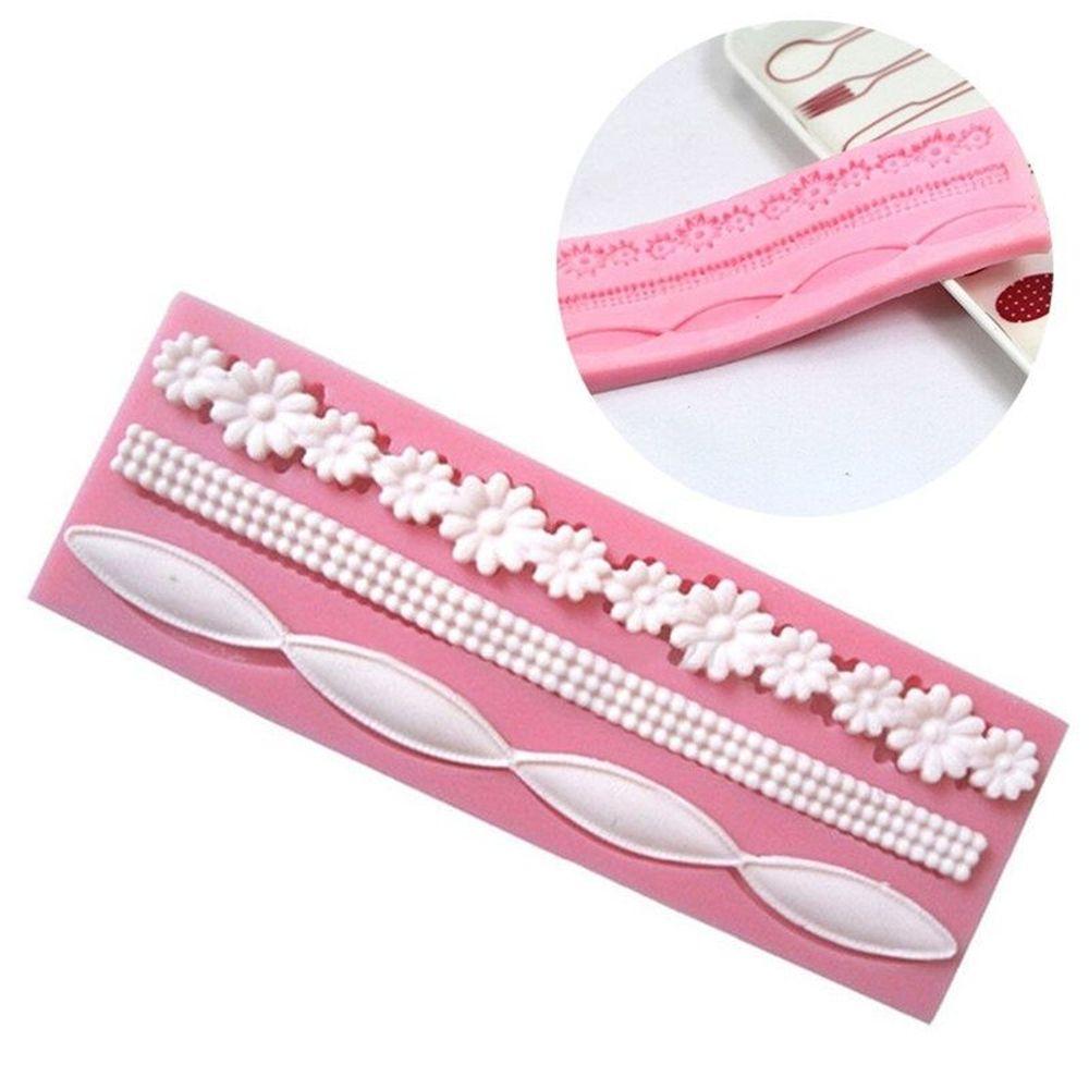 Molde de Silicona para Bordes de Pastel con Flores de Encaje