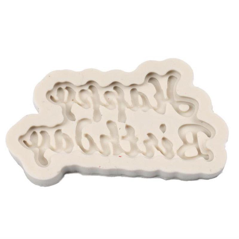 Moldes de Fondant de Silicona 3D de Feliz Cumpleaños para Decoración de Pasteles