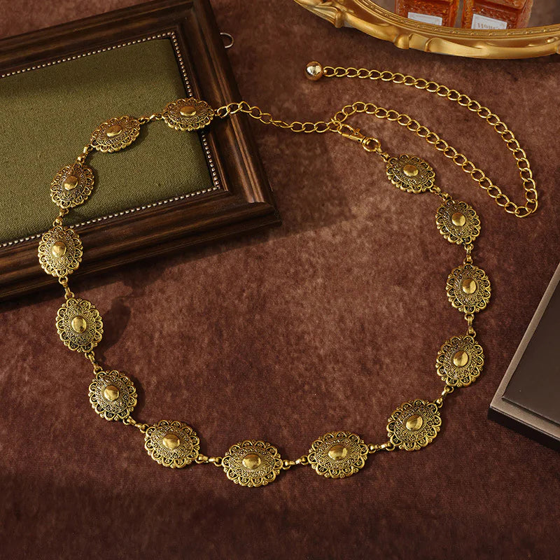 Retro Carved Oval Waist Chain