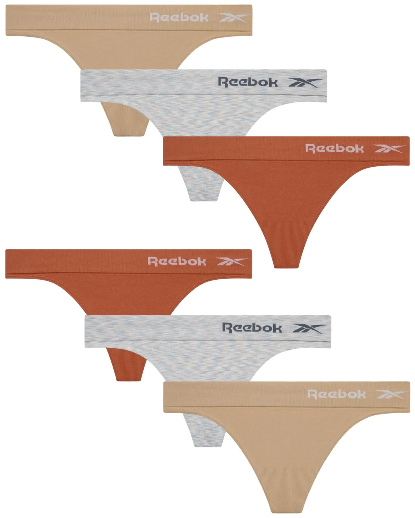 Reebok Women's Seamless Thongs - Pack de 6 Sous-vêtements Respirants