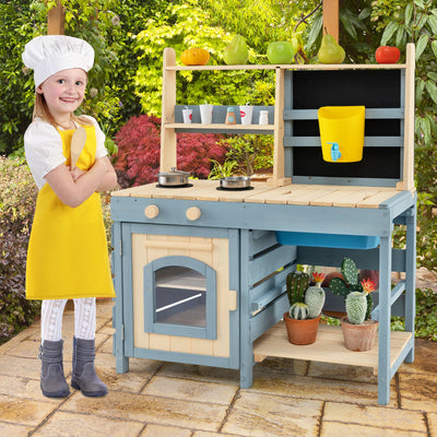 2-In-1 Outdoor Mud Kitchen with Faucet and Chalkboard