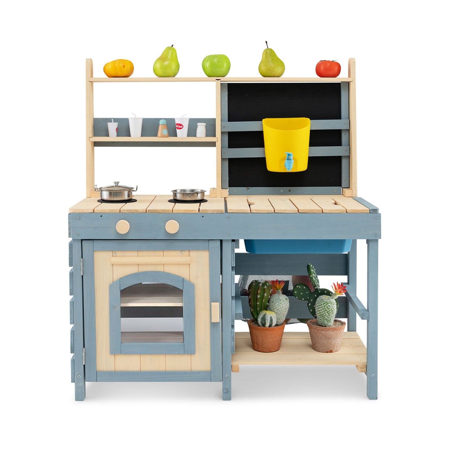 2-In-1 Outdoor Mud Kitchen with Faucet and Chalkboard