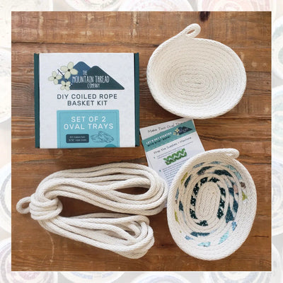 Kit de Cesta de Cuerda Enrollada: 2 Bandejas Ovaladas para Organización Creativa