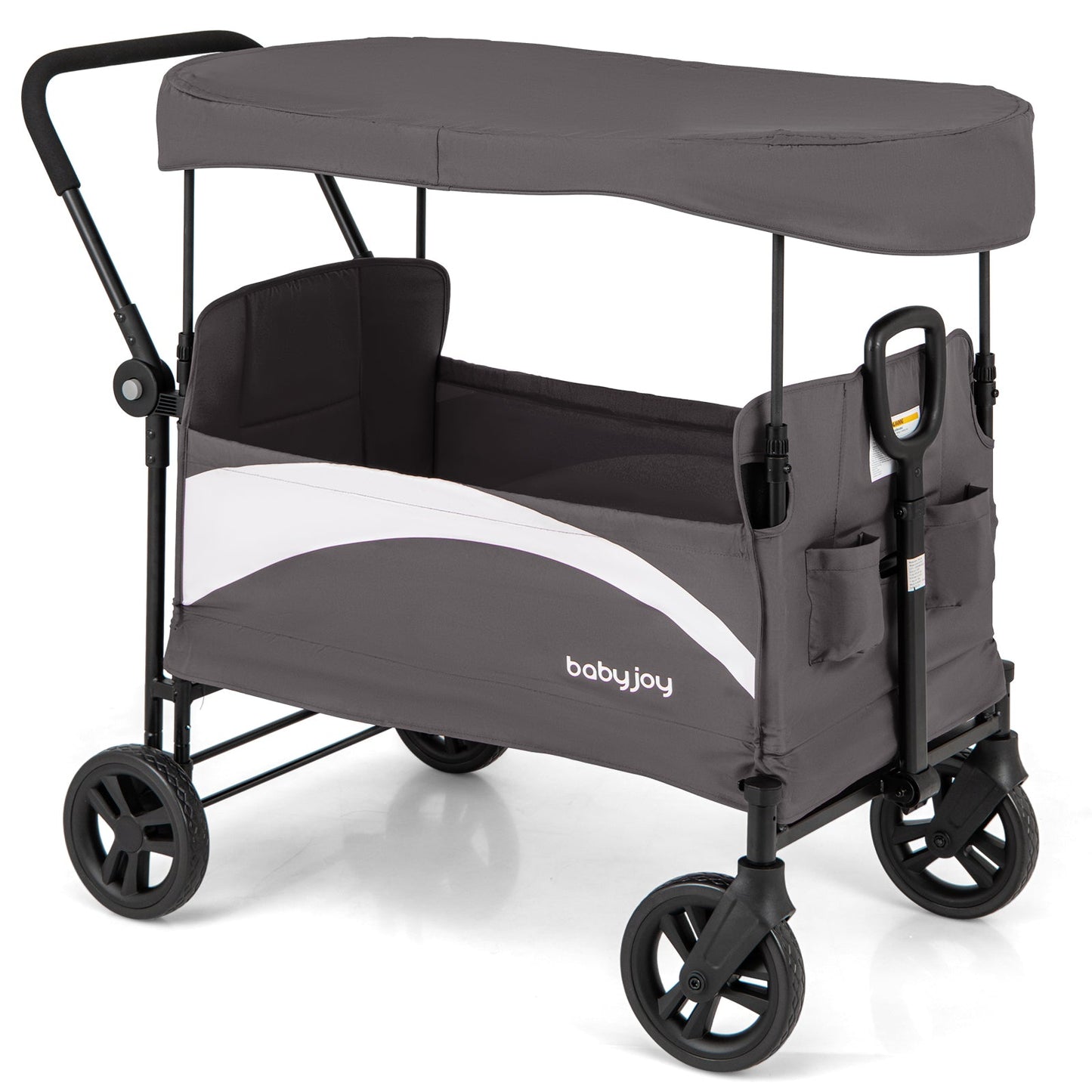 Gbruno 2-Seat Pet Stroller Wagon with Adjustable Canopy - Gray