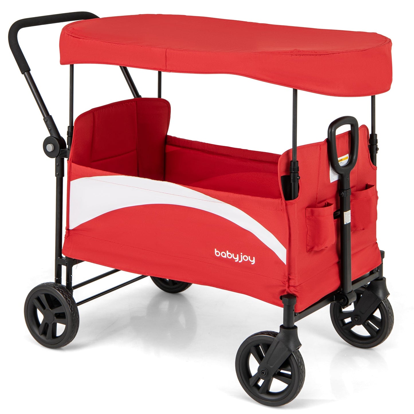 2-Seat Stroller Wagon with Adjustable Canopy - Red